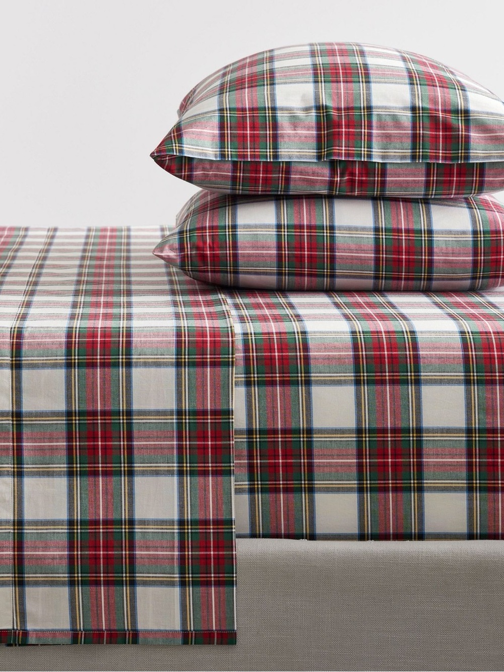 Pottery Barn Tartan Stewart Plaid Cotton Queen Sheet Set